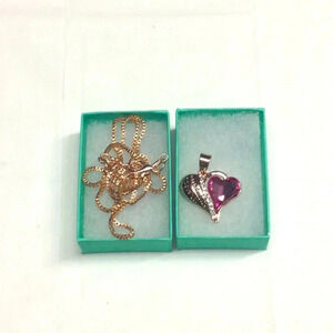 New I love you grandmother gold tone pink gemstone necklace Valentines Day gift